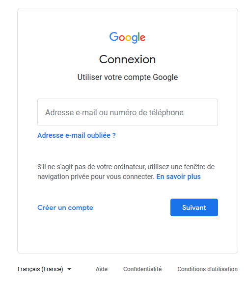 Connexion google