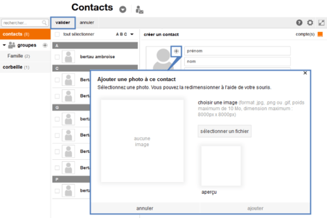 Ajout photo contact Orange