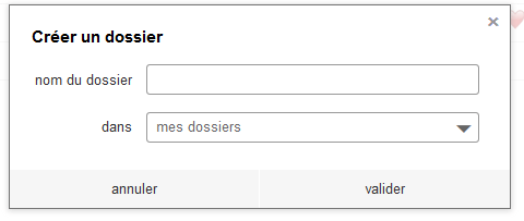 Ecran Créer un dossier orange