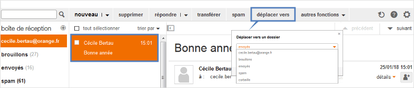 Déplace un mail vers un autre dossier