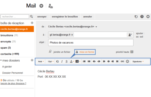 Mise en forme du mail