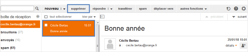 Supprimer mail orange