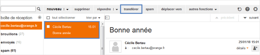 Transférer un mail Orange