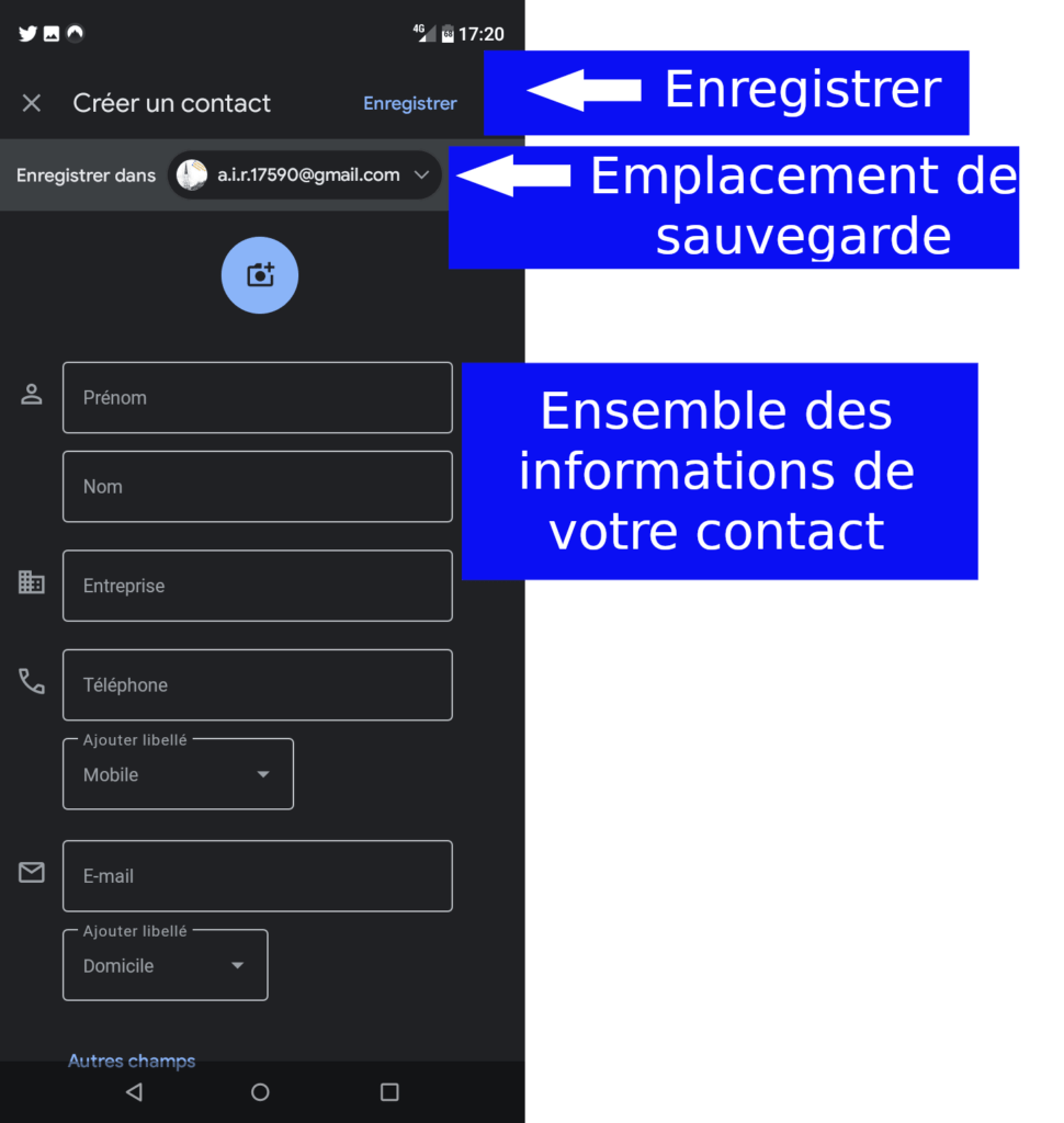 Créer un contact