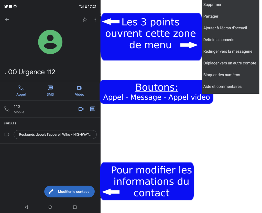 Modifier un contact