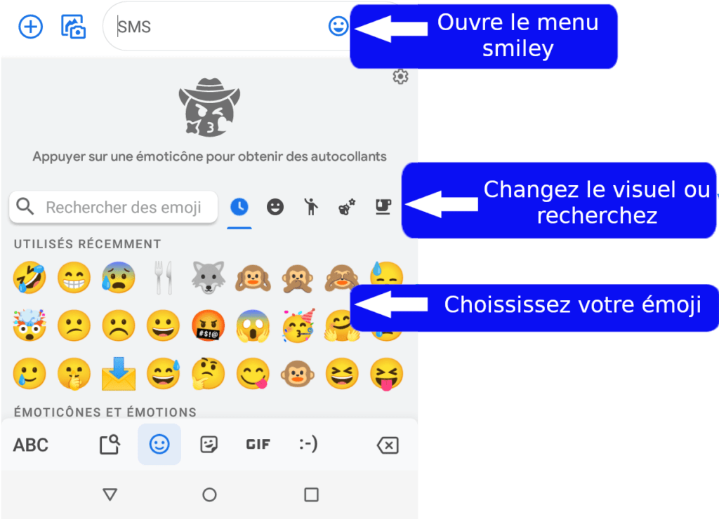 Exemple d'émojis