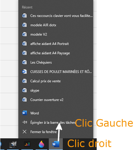 Epingler dans la barre de tâches 