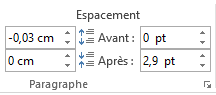 Fonction Espacement 