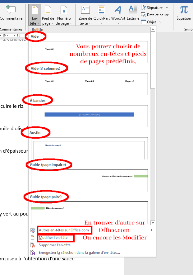 Liste des en-têtes