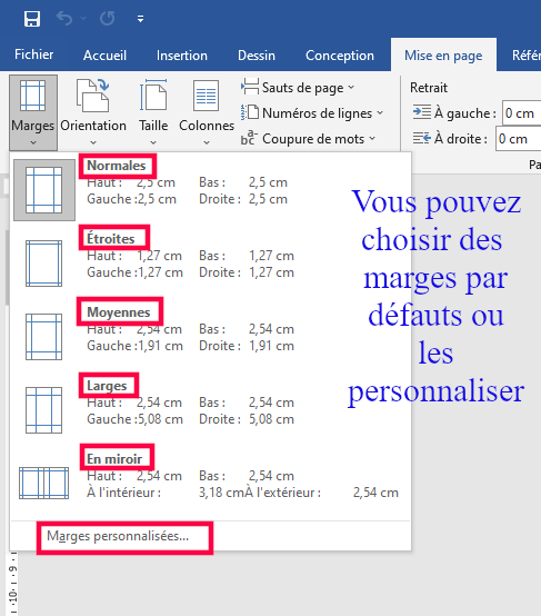 Présentation des types marges