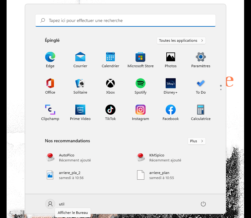 Vue d’ensemble du menu Démarrer de Windows 11