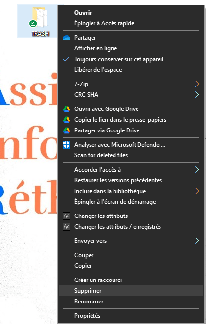Le menu contextuel de Windows 10