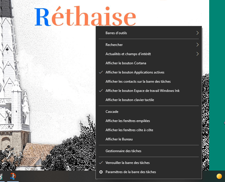 Paramètres  de la barre des tâches de  Windows 10