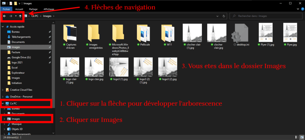 L'accès au dossier avec Windows 10