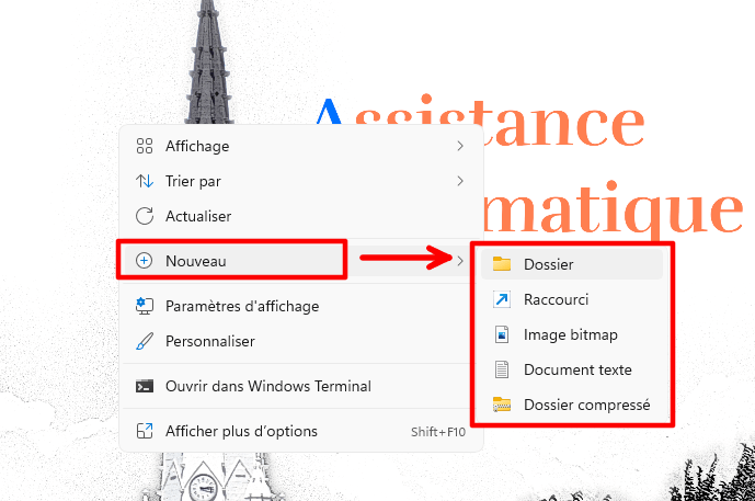 clic droit nouveau dossier