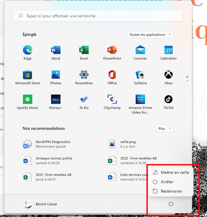 Les options d’alimentation du PC dans Windows 11 